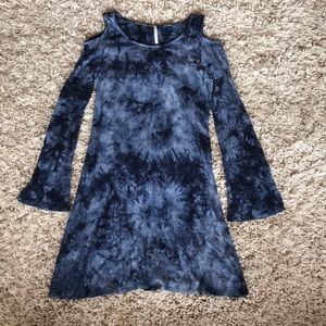 Blue tie dye cold shoulder dress from S-Twelve
